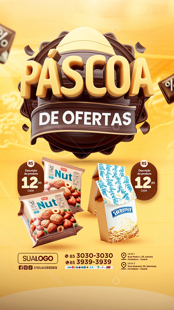 Story Tabloide Supermercado Páscoa De Ofertas Produtos Social Media PSD Editável