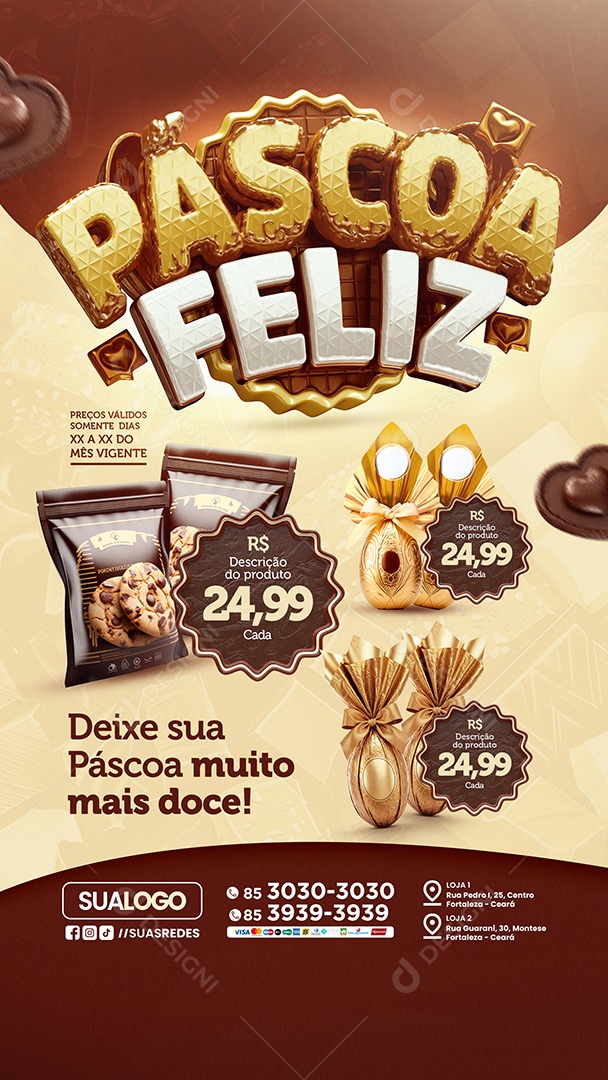 Story Tabloide Supermercado Páscoa Feliz Social Media PSD Editável