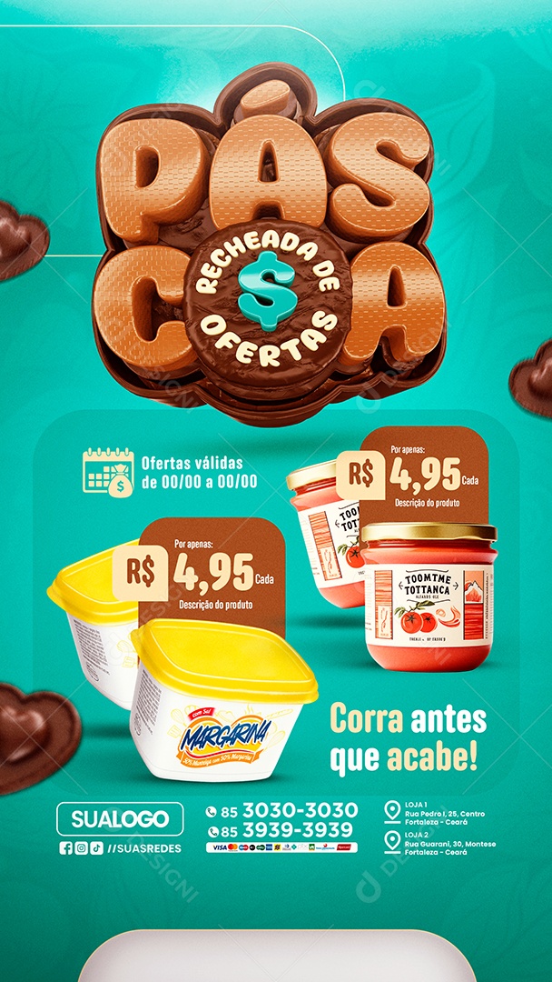 Story Tabloide Supermercado Páscoa Recheado de Ofertas Social Media PSD Editável