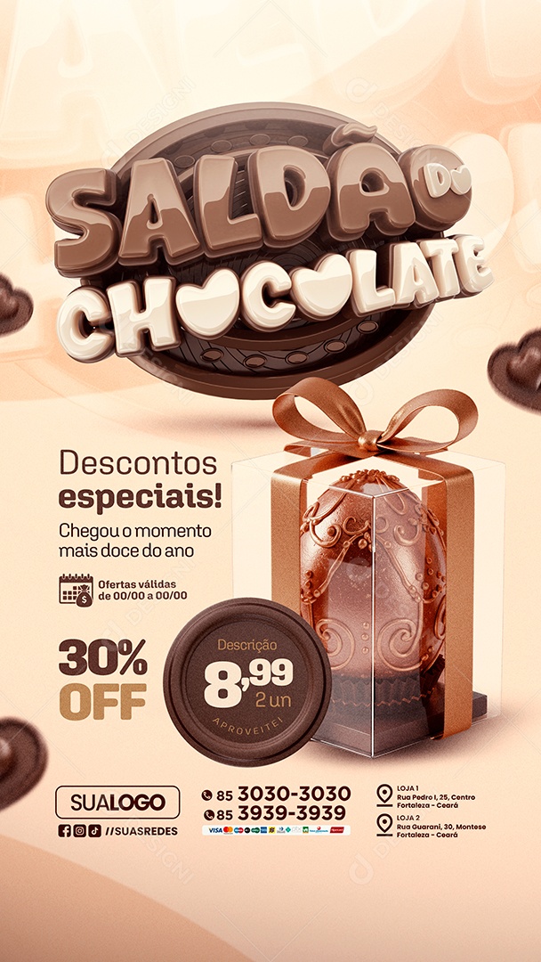 Story Tabloide Supermercado Saldão de Chocolate Social Media PSD Editável
