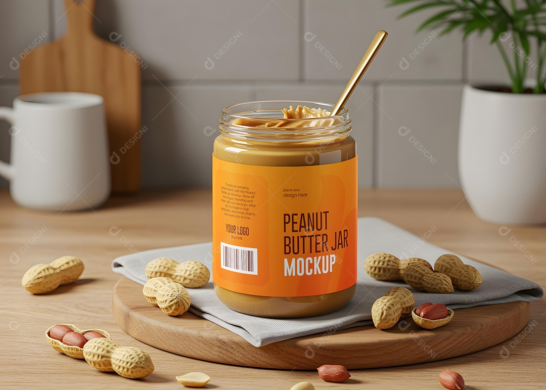 Mockup Vidro de Pasta de Amendoim PSD Editável