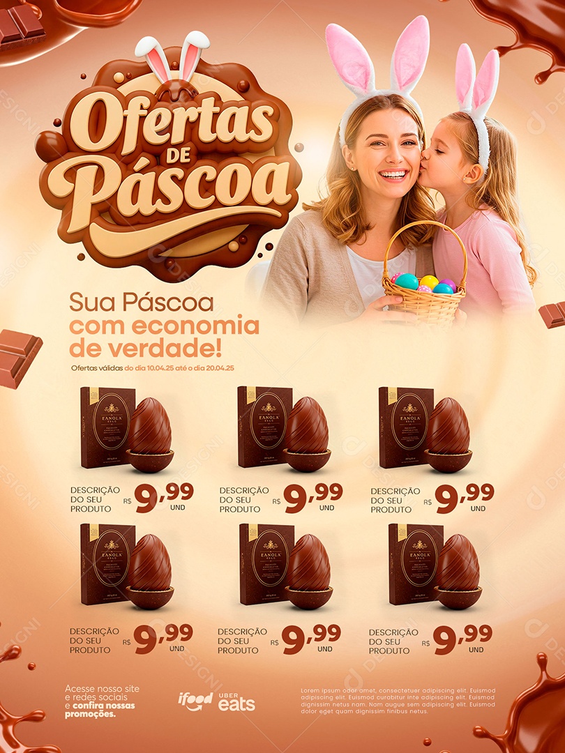 Encarte Ofertas Páscoa Social Media PSD Editável