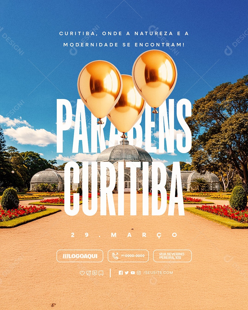 Aniversário Parabéns Curitiba 29 de Março Social Media PSD Editável