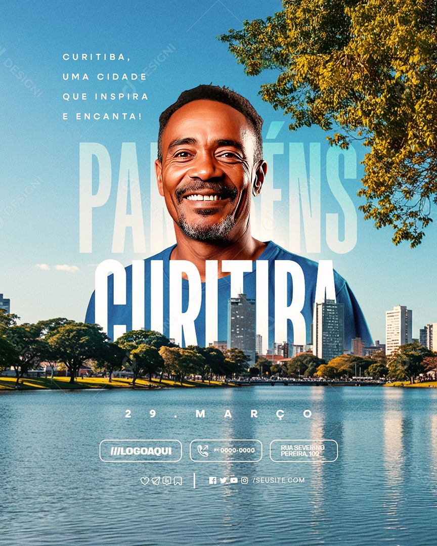 Aniversário Parabéns Curitiba 29 de Março Social Media PSD Editável