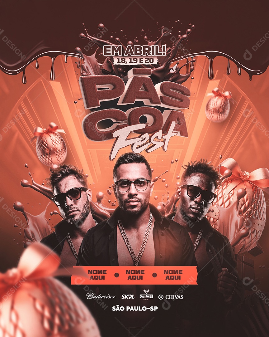 Flyer Páscoa Fest Social Media Feed PSD Editável