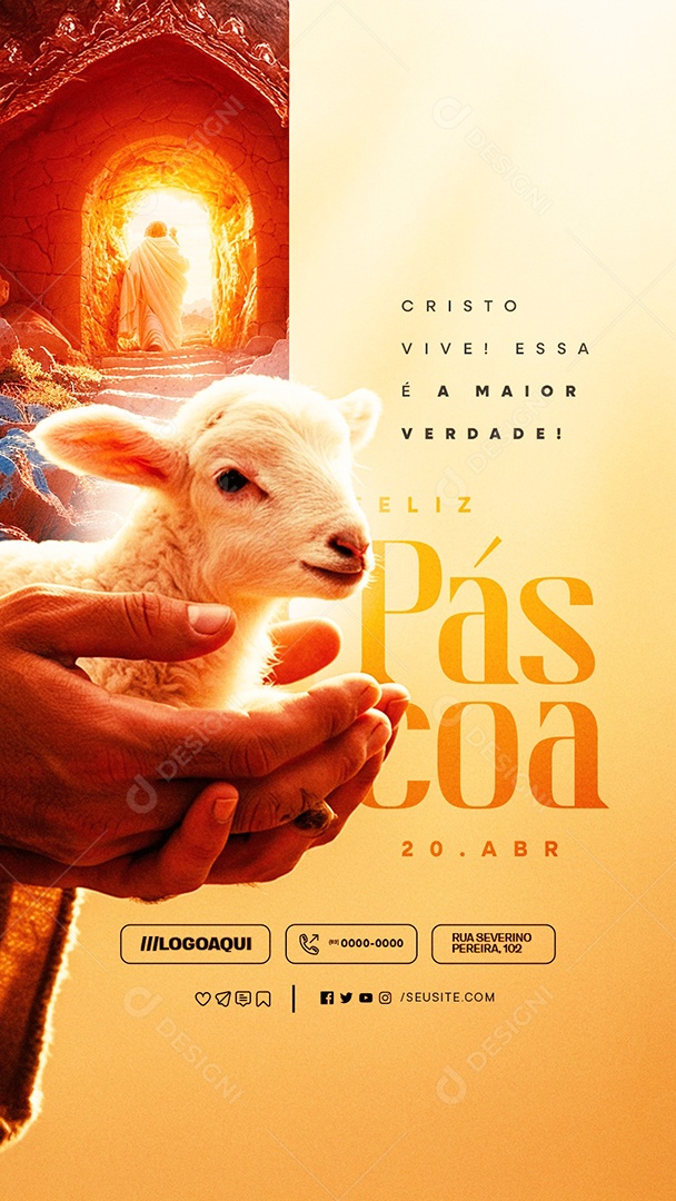 Story Feliz Páscoa 20 de Abril Cristo Vive Social Media PSD Editável