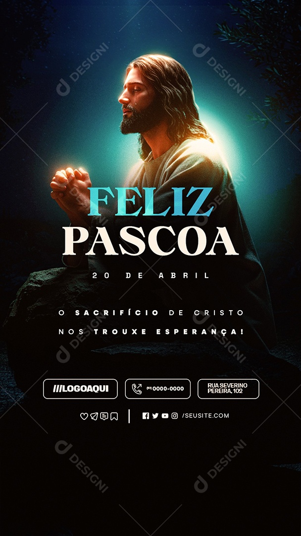 Story Feliz Páscoa 20 de Abril O Sacrifício de Cristo Social Media PSD Editável