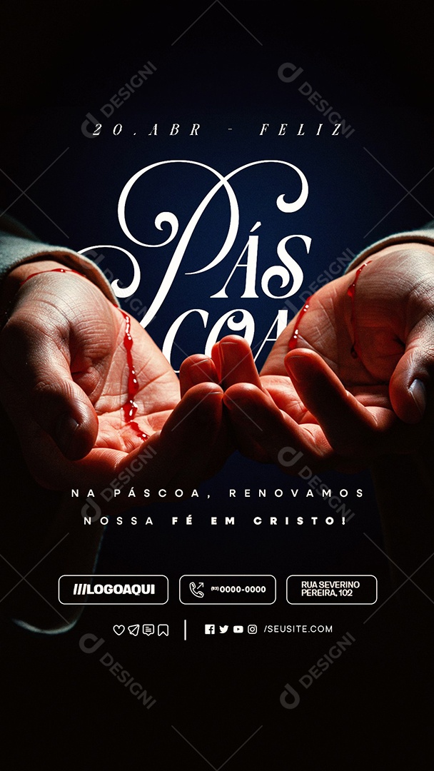 Story Feliz Páscoa 20 de Abril Renovamos Nossa Fé em Cristo Social Media PSD Editável