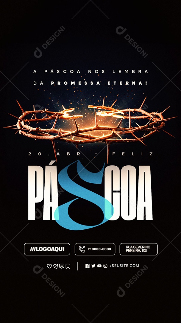 Story Feliz Páscoa 20 de Abril Promessa Eterna Social Media PSD Editável