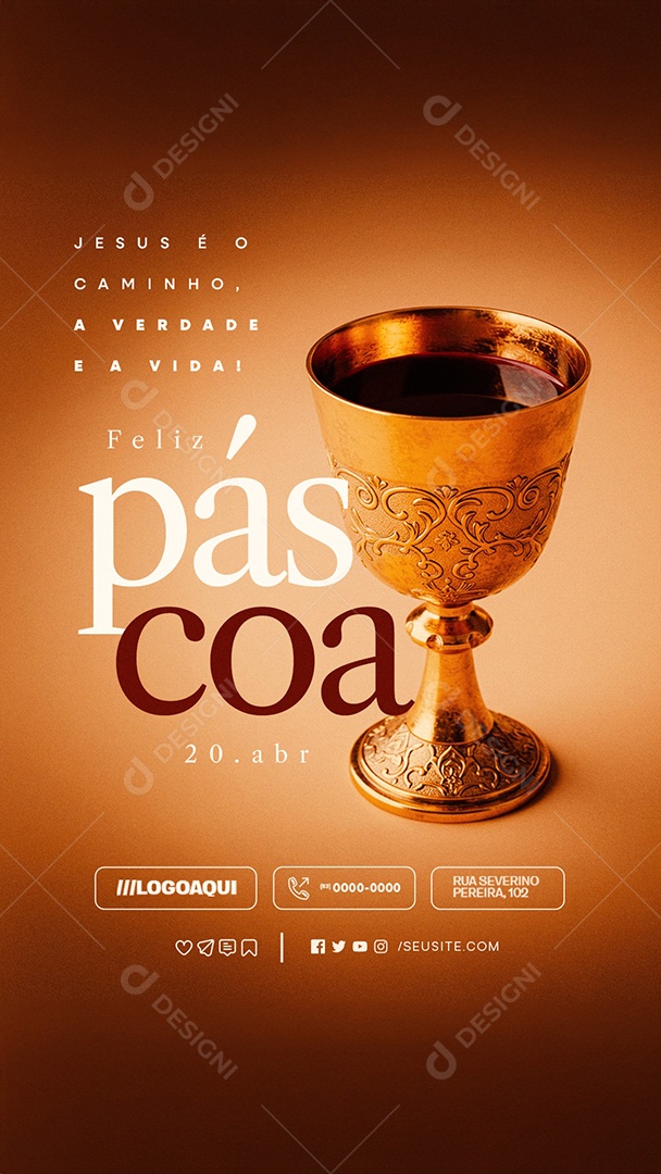 Story Feliz Páscoa 20 de Abril Jesus é o Caminho Social Media PSD Editável