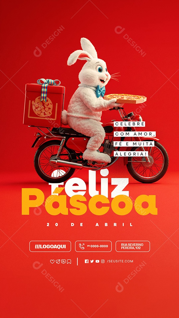 Story Feliz Páscoa 20 de Abril Pizzaria Social Media PSD Editável