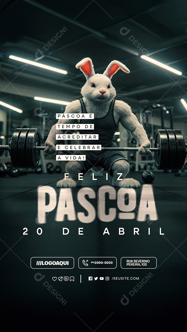 Story Feliz Páscoa 20 de Abril Academia Social Media PSD Editável