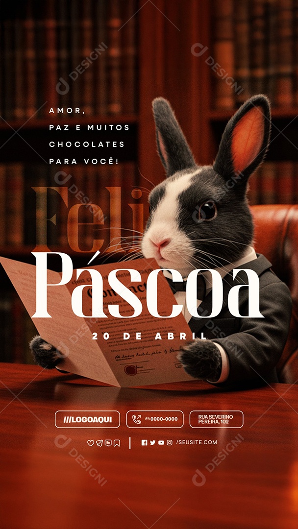 Story Feliz Páscoa 20 de Abril Advocacia Social Media PSD Editável