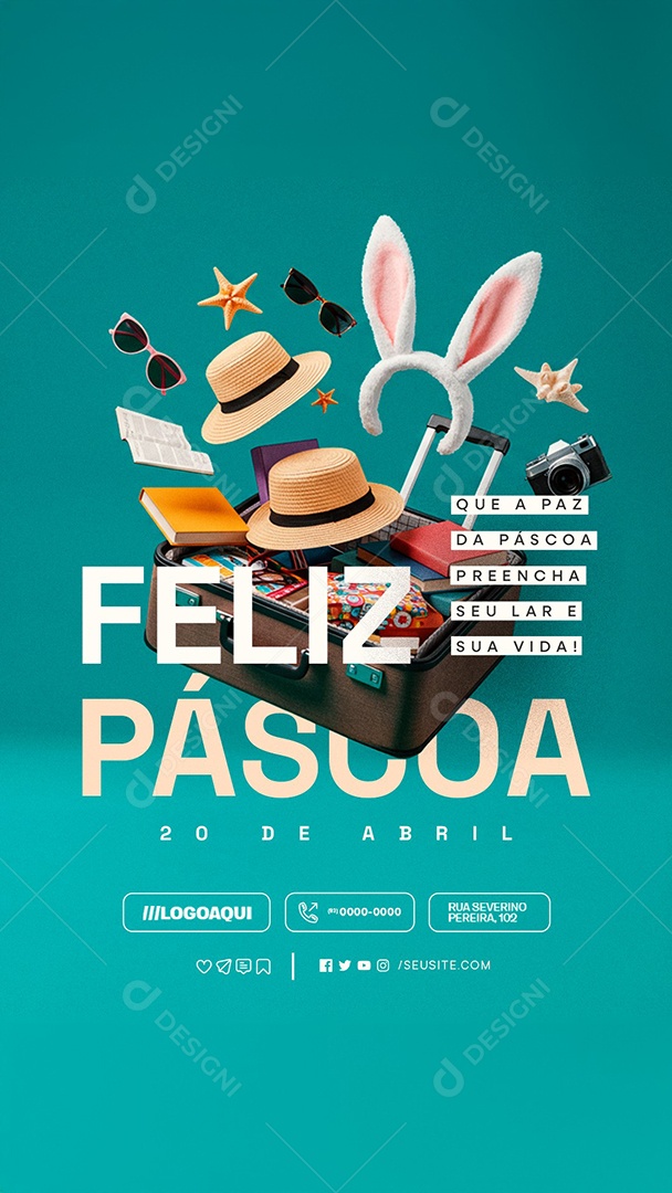 Story Feliz Páscoa 20 de Abril Agência de Viagens Social Media PSD Editável