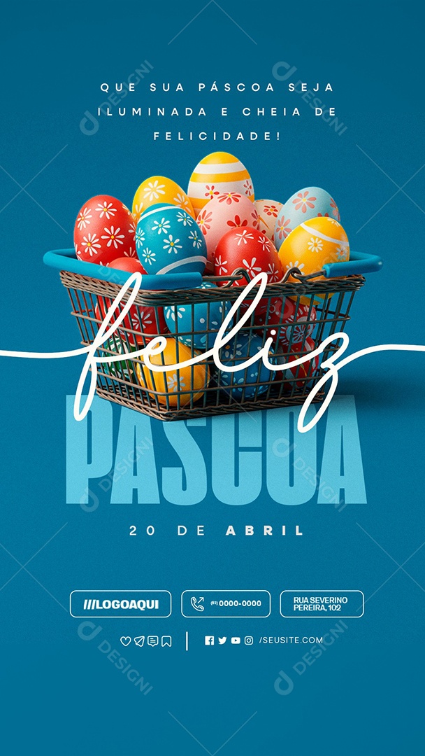 Story Feliz Páscoa 20 de Abril Supermercado Social Media PSD Editável