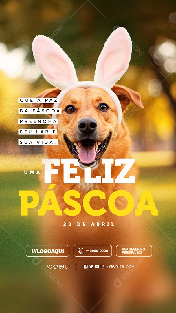 Story Uma Feliz Páscoa 20 de Abril Pet Shop Social Media PSD Editável