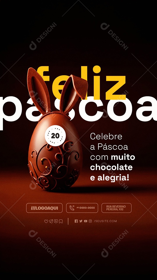 Story Feliz Páscoa 20 de Abril Chocolateria Social Media PSD Editável