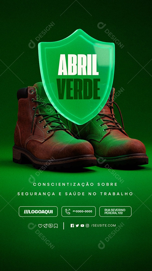 Story Abril Verde Conscientização Sobre Segurança e Saúde no Trabalho Social Media PSD Editável