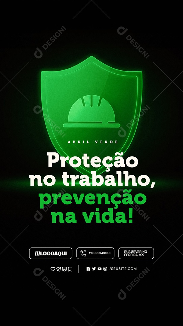 Story Abril Verde Proteção no Trabalho Prevenção na Vida Social Media PSD Editável