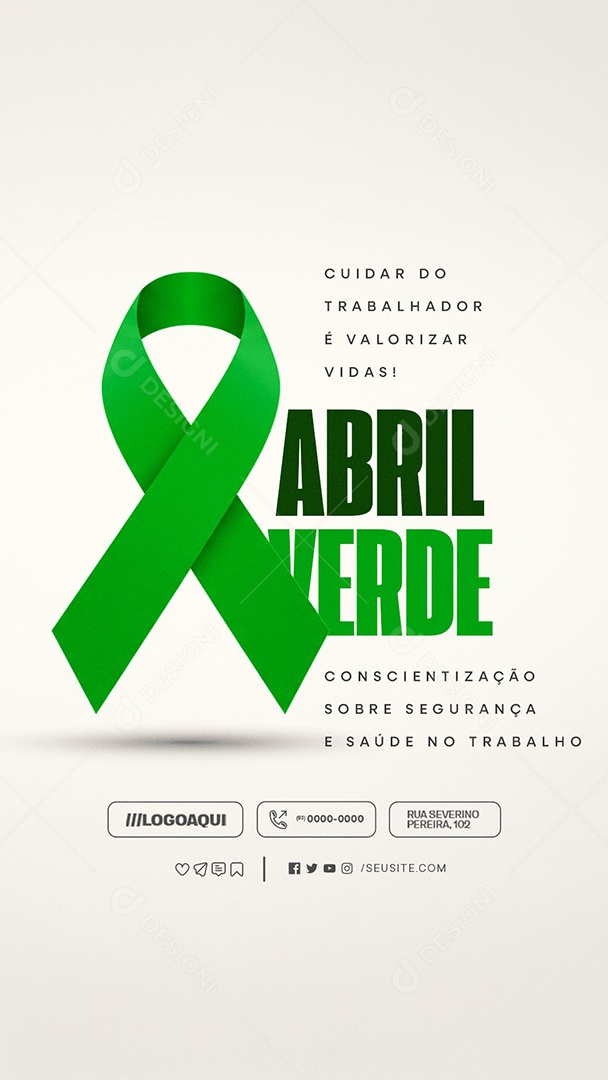Story Abril Verde Cuidar do Trabalhador é Valorizar Vidas Social Media PSD Editável