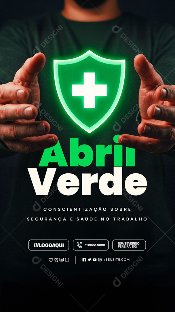 Story Abril Verde Conscientização Sobre Segurança e Saúde no Trabalho Social Media PSD Editável