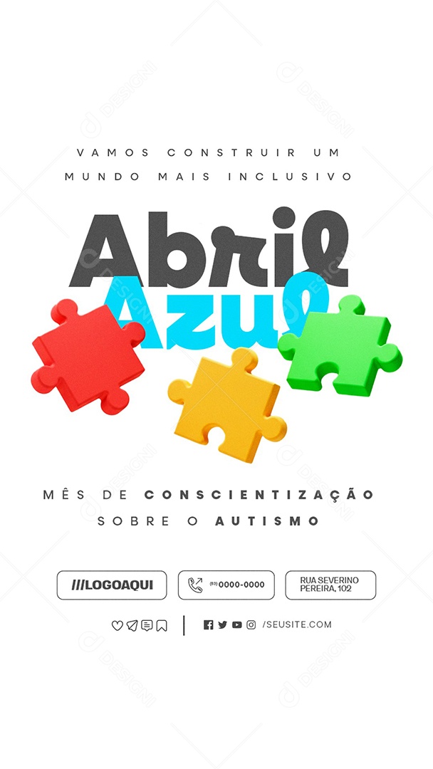 Story Abril Azul Vamos Construir Um Mundo Mais Inclusivo Social Media PSD Editável