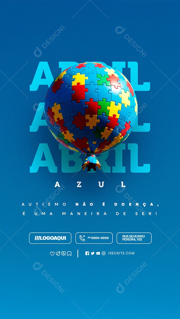Story Abril Azul Autismo Não é Doença Social Media PSD Editável