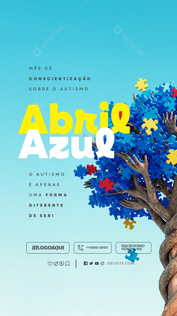 Story Abril Azul Mês de Conscientização Sobre o Autismo Social Media PSD Editável