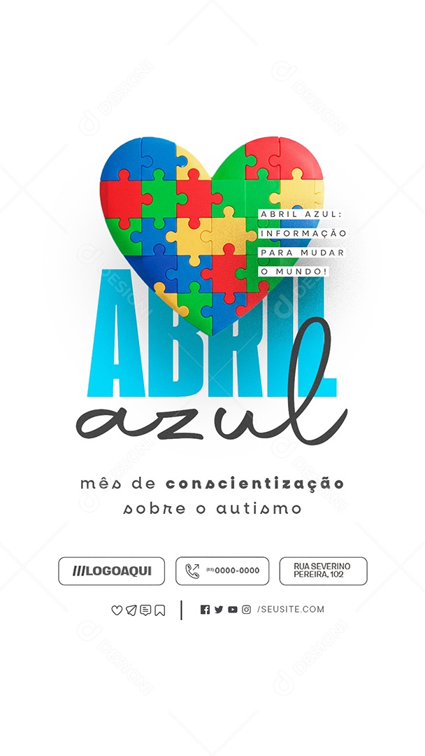 Story Abril Azul Mês de Conscientização Sobre o Autismo Social Media PSD Editável