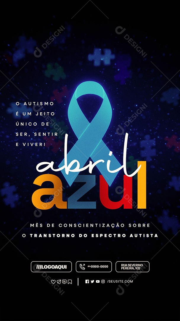 Story Abril Azul O Autismo é Um Jeito Único Social Media PSD Editável