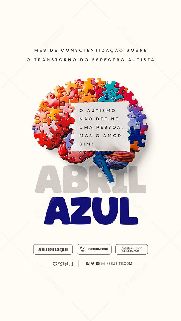 Story Abril Azul Mês de Conscientização Sobre o Transtorno Social Media PSD Editável