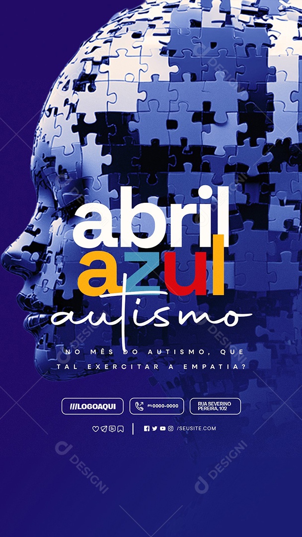 Story Abril Azul Que Tal Exercitar a Empatia Social Media PSD Editável