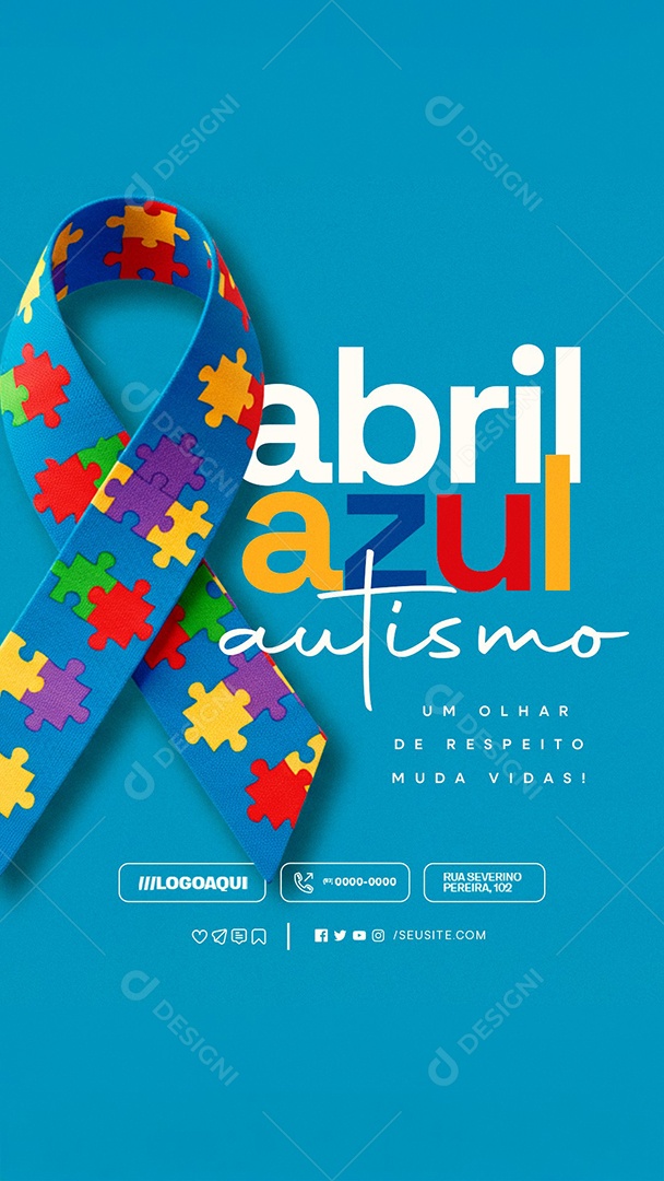 Story Abril Azul Autismo Um Olhar de Respeito Social Media PSD Editável