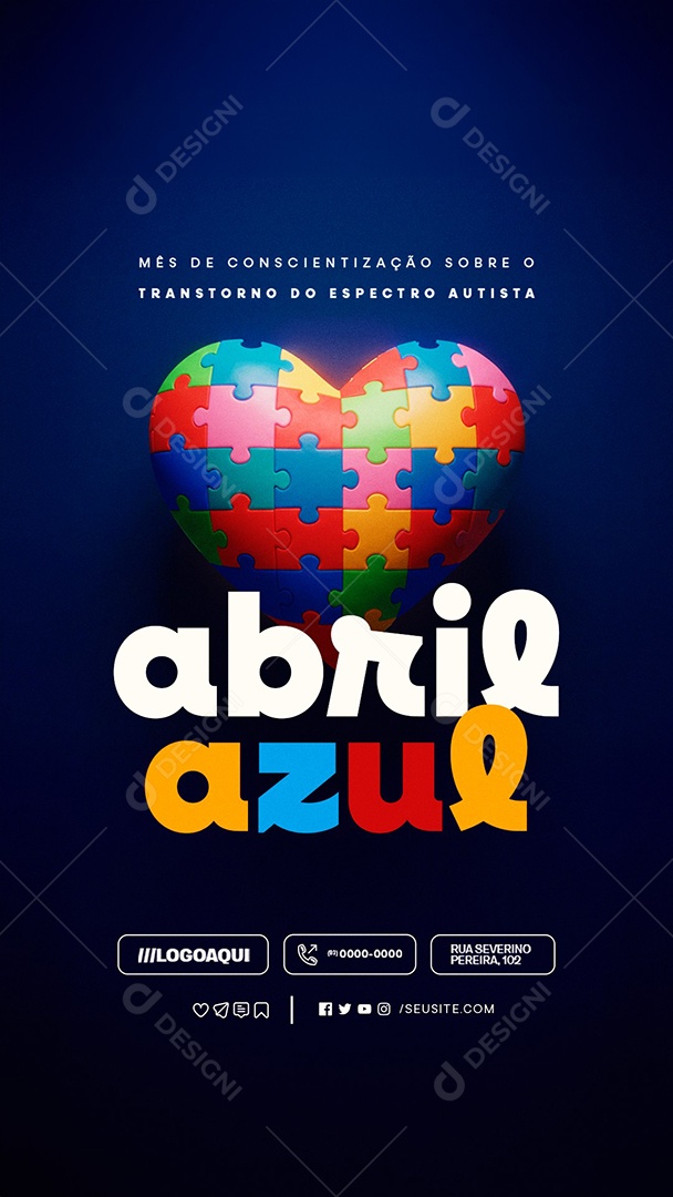 Story Abril Azul Mês de Conscientização Sobre o Transtorno do Expectro Autista Social Media PSD Editável