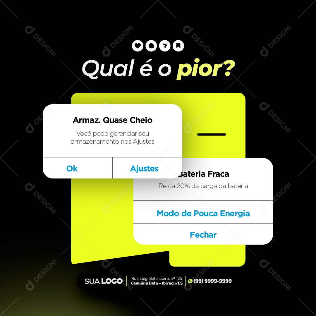 Assistência Técnica Qual é o Pior? Social Media PSD Editável