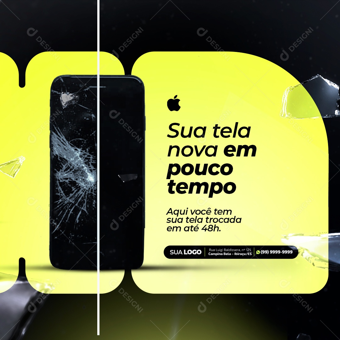 Assistência Técnica Sua Tela Nova Em Pouco Tempo Social Media PSD Editável