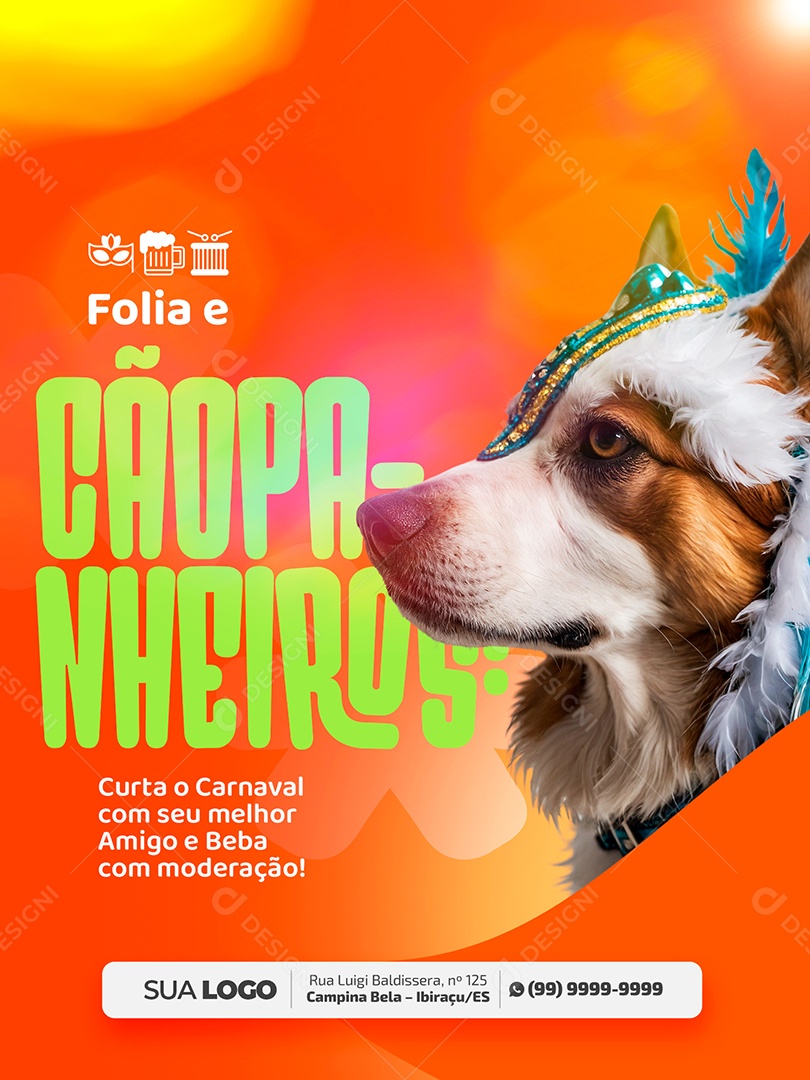 Carnaval Curta Com Seu Melhor Amigo Social Media PSD Editável