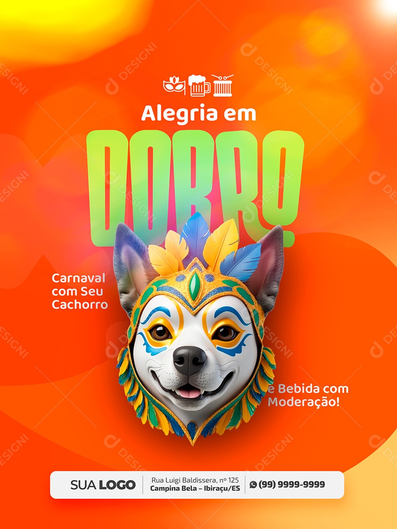 Carnaval Alegria Em Dobro Social Media PSD Editável