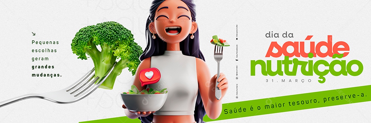 Carrossel Dia da Saúde e Nutrição 31 de Março Social Media PSD Editável