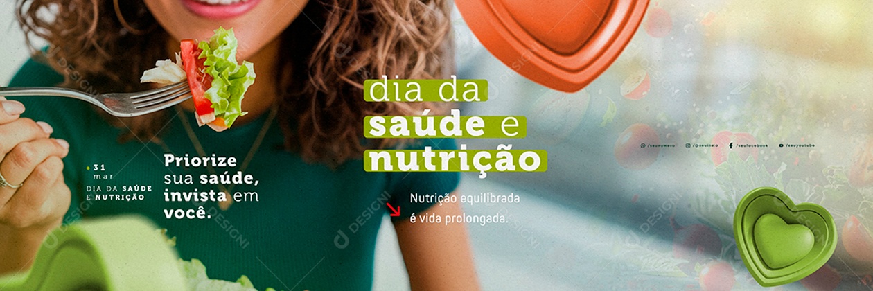 Carrossel Dia da Saúde e Nutrição 31 de Março Priorize sua Saúde Social Media PSD Editável