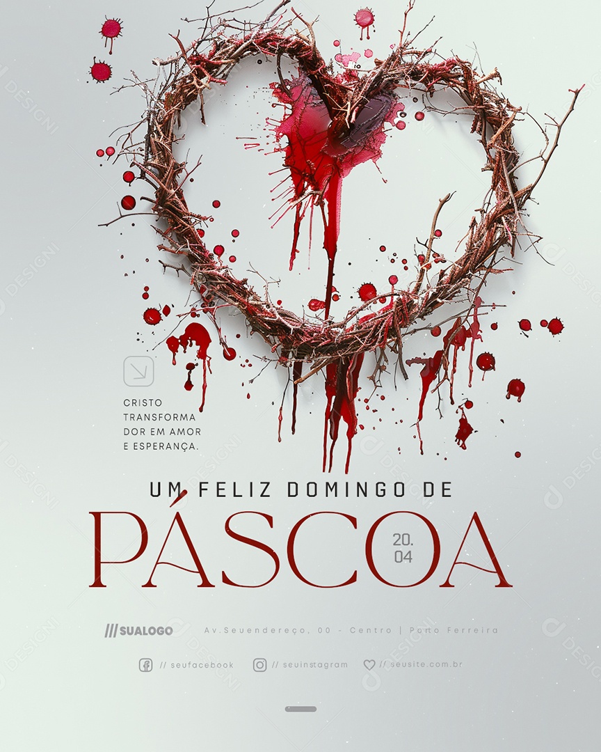 Um Feliz Domingo de Páscoa 20 de Abril Social Media PSD Editável