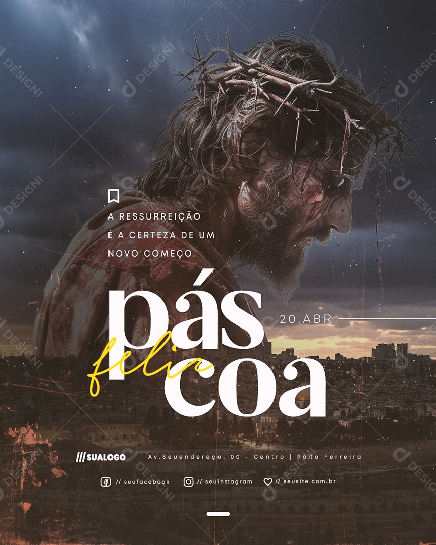 Feliz Páscoa 20 de Abril Social Media PSD Editável