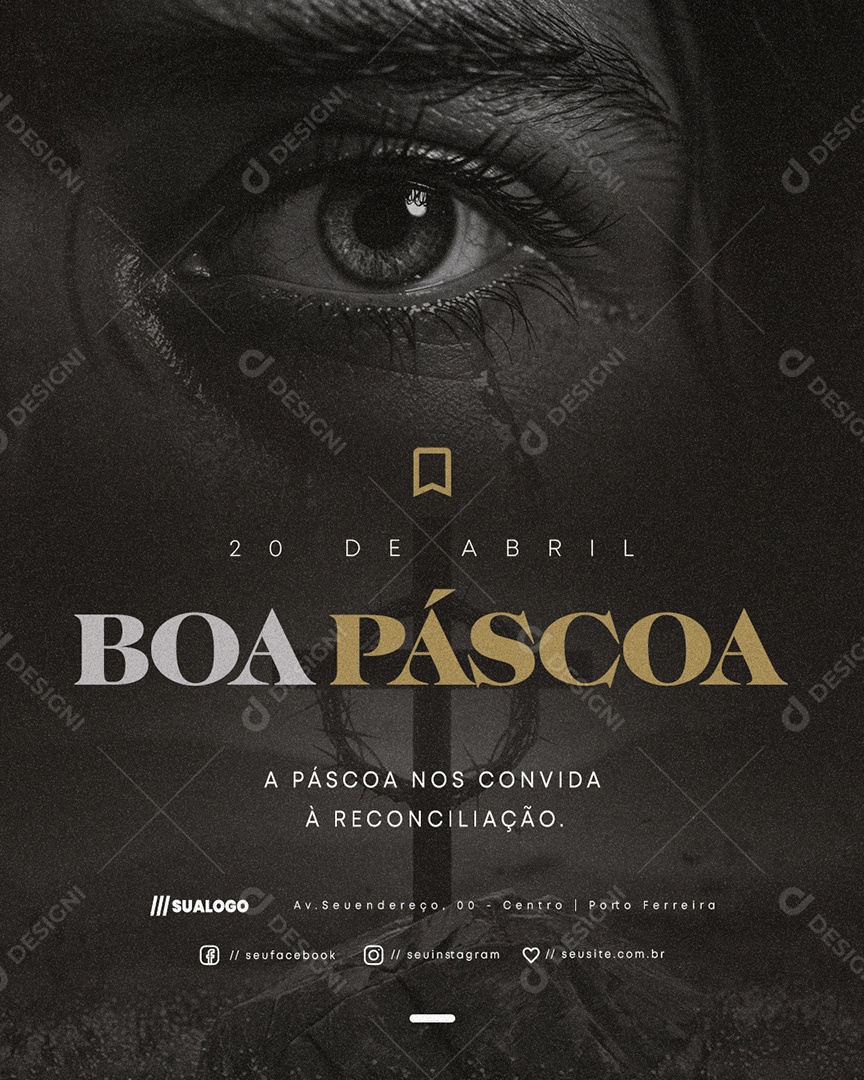Boa Páscoa 20 de Abril Social Media PSD Editável