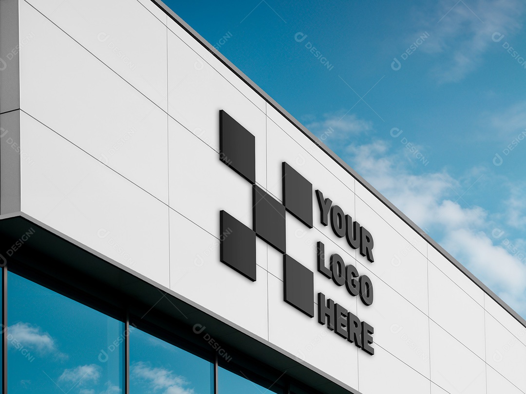 Logo no Edifício Corporativo Mockup PSD Editável