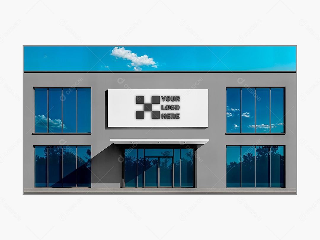 Logo no Edifício Corporativo Mockup PSD Editável