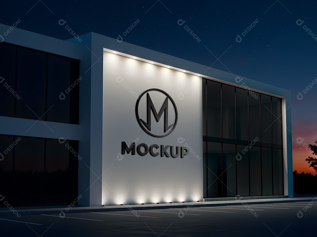 Logo no Edifício de Escritório Corporativo Mockup PSD Editável