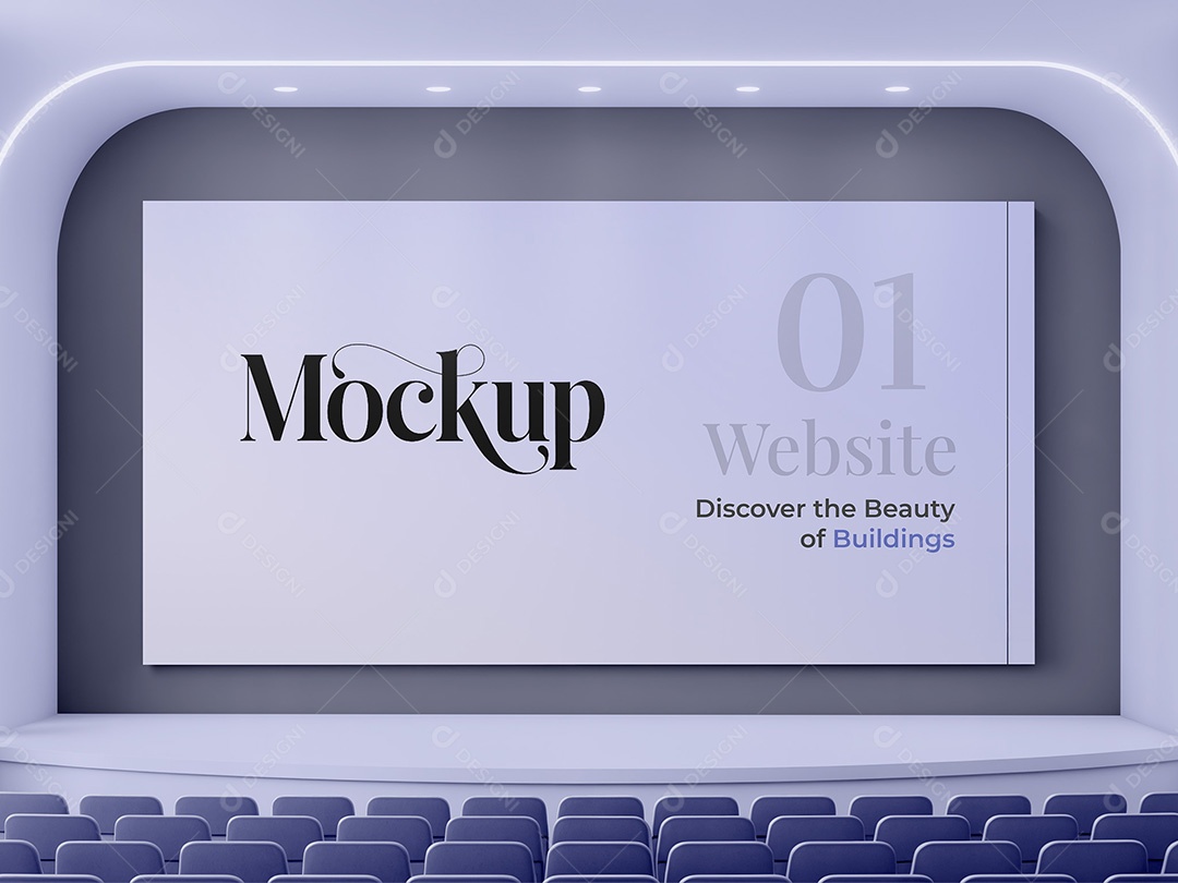 Tela de Auditório ou Cinema Mockup PSD Editável