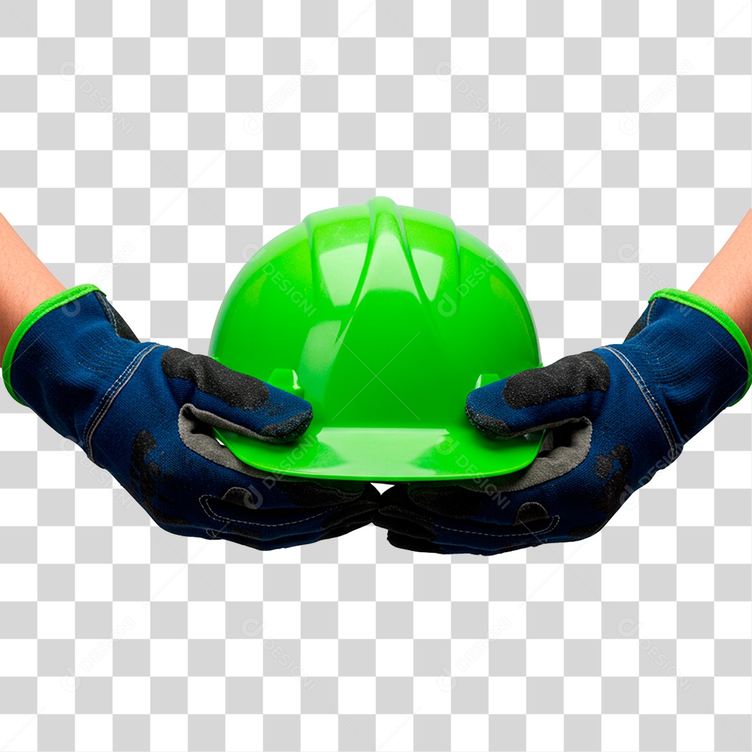 Mãos Segurando Capacete de Segurança PNG Transparente
