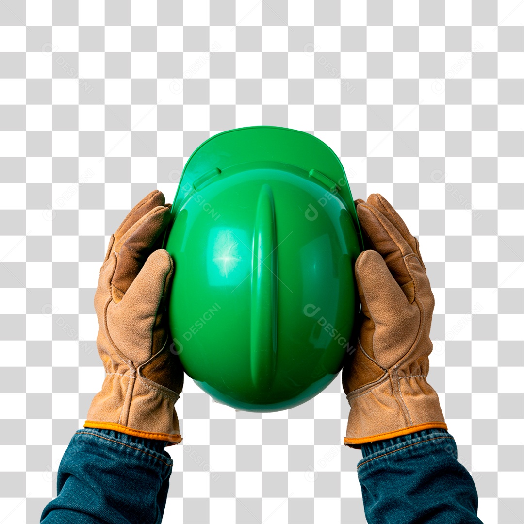 Mãos Segurando Capacete de Segurança PNG Transparente