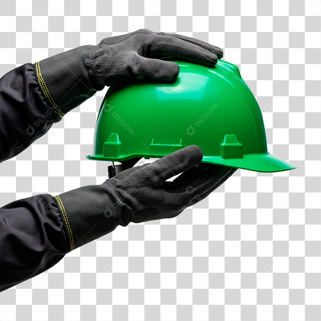 Mãos Segurando Capacete de Segurança PNG Transparente